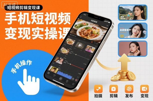 手机短视频变现实操课，短视频剪辑变现课-七七项目网