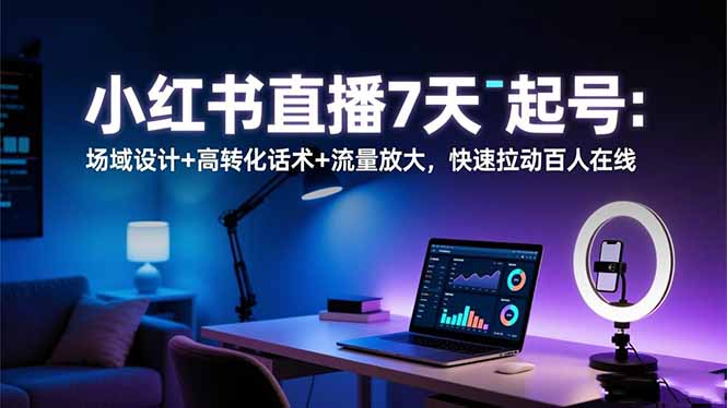 小红书直播7天起号：场域设计+高转化话术+流量放大，快速拉动百人在线-七七项目网