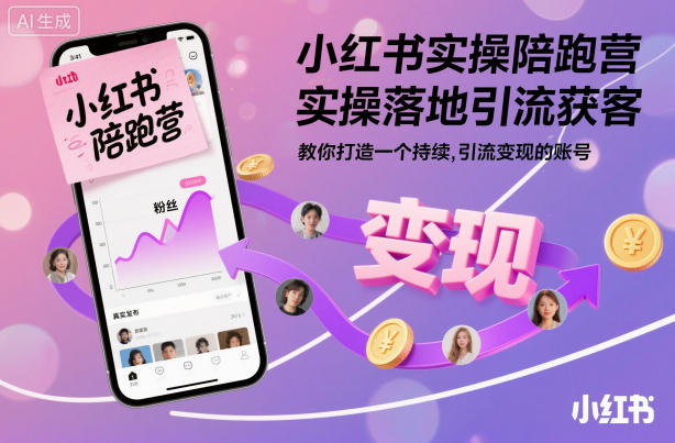 小红书实操陪跑营，实操落地引流获客，教你打造一个持续引流变现的账号-七七项目网