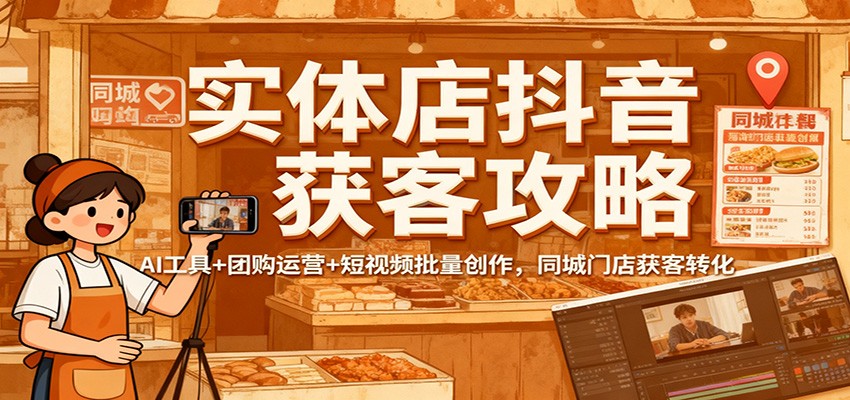 实体店抖音获客攻略：AI工具+团购运营+短视频批量创作，同城门店获客转化-七七项目网