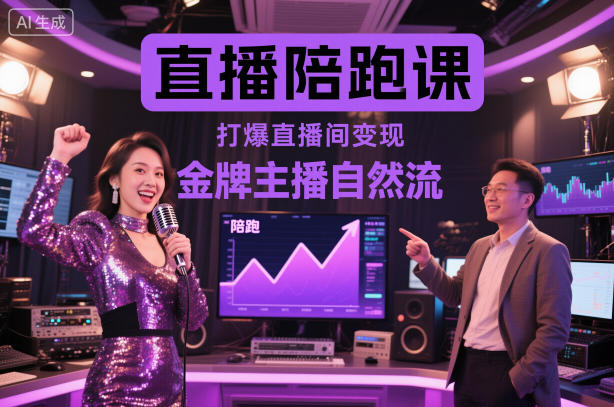 直播陪跑课，金牌主播自然流打爆直播间，复制高变现玩法-七七项目网