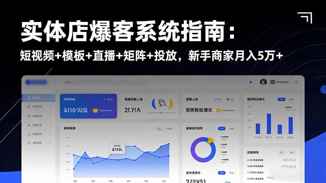 实体店爆客系统指南：短视频+模板+直播+矩阵+投放，新手商家月入5万+-七七项目网
