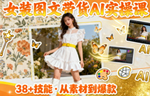女装图文带货的AI实操课，覆盖38个实用技能，快速提升素材制作效率-七七项目网