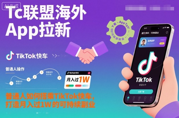 Tc联盟海外App拉新:普通人如何搭乘TikTok快车,打造月入过1W的可持续副业-七七项目网