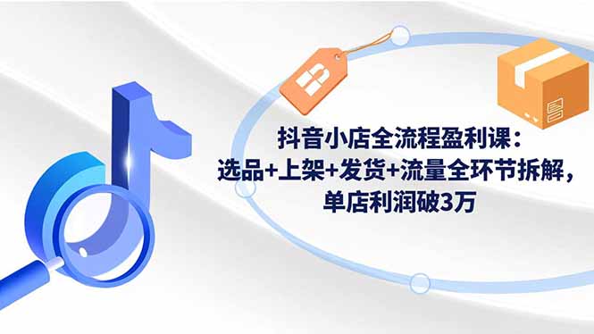 抖音小店全流程盈利课：选品+上架+发货+流量全环节拆解，单店利润破3万-七七项目网