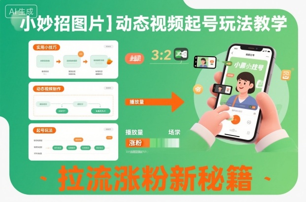 小妙招图片＋动态视频起号玩法教学，拉流涨粉新秘籍-七七项目网