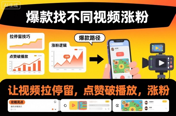 爆款找不同视频涨粉，让视频拉停留，实现点赞，破播放，涨粉-七七项目网