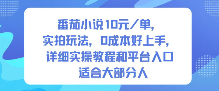 番茄小说10米每单,实拍玩法,0成本好上手,详细实操教程和平台入口适合大部分人-七七项目网