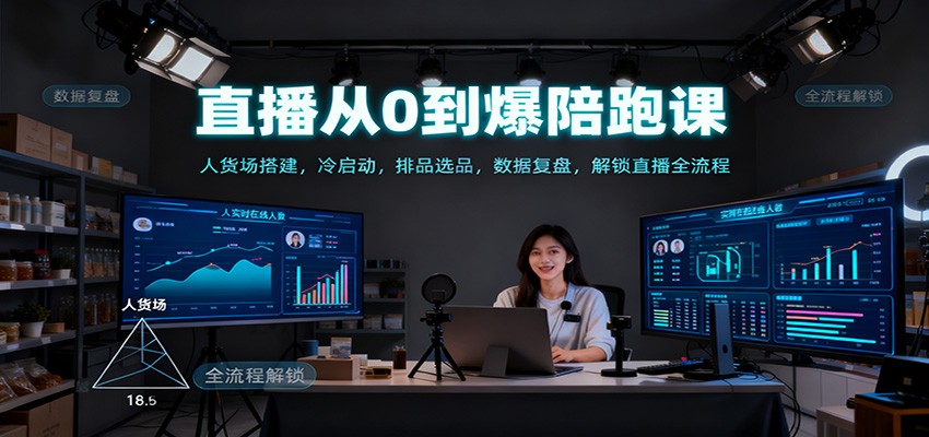 直播从0到爆陪跑课：人货场搭建，冷启动，排品选品，数据复盘，解锁直播全流程-七七项目网