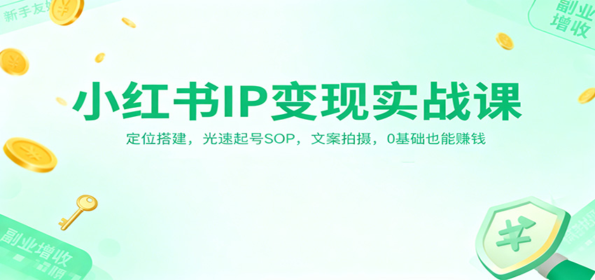 小红书IP变现实战课：定位搭建，光速起号SOP，文案拍摄，0基础也能赚钱-七七项目网