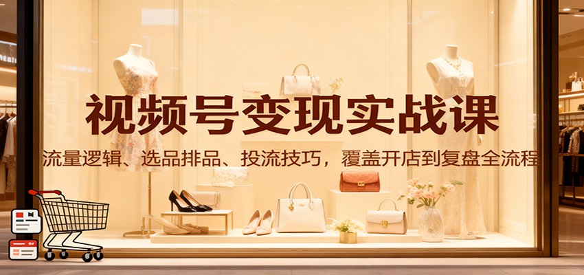视频号变现实战课：流量逻辑、选品排品、投流技巧，覆盖开店到复盘全流程-七七项目网