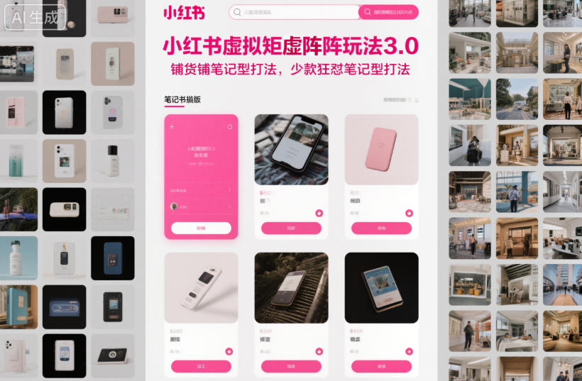 小红书虚拟矩阵玩法3.0，铺货铺笔记型打法，少款狂怼笔记型打法-七七项目网