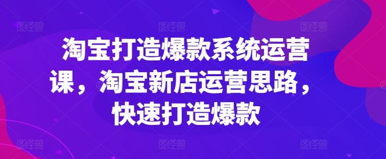 淘宝打造爆款系统运营课，淘宝新店运营思路，快速打造爆款-七七项目网