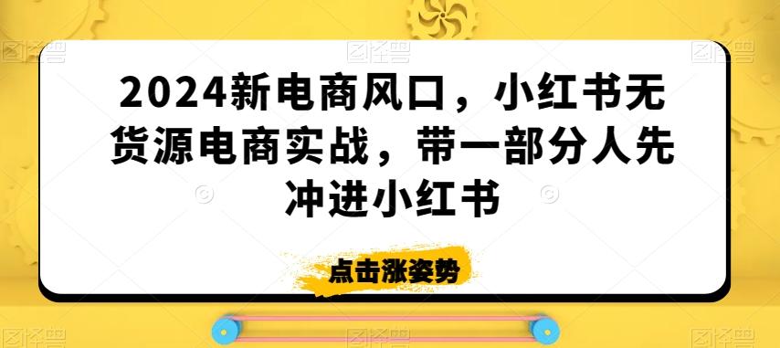 2024新电商风口，小红书无货源电商实战，带一部分人先冲进小红书-七七项目网