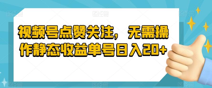 视频号点赞关注，无需操作静态收益单号日入20+-七七项目网