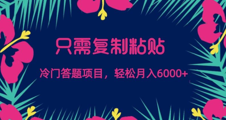 只需复制粘贴，冷门答题项目，轻松月入6000-七七项目网