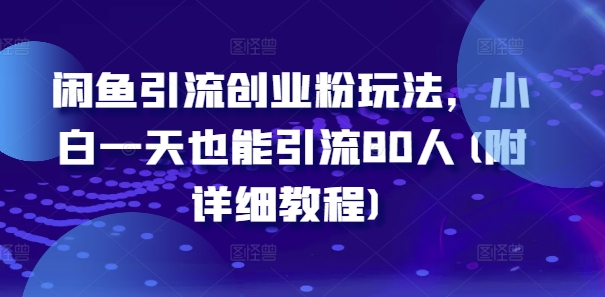 闲鱼引流创业粉玩法，小白一天也能引流80人(附详细教程)-七七项目网
