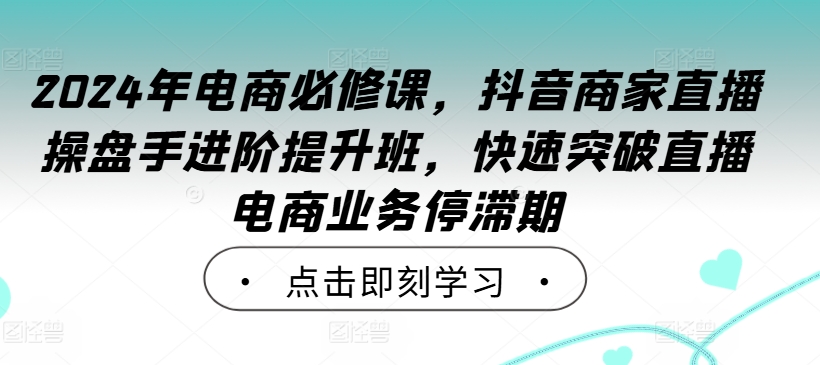 2024年电商必修课，抖音商家直播操盘手进阶提升班，快速突破直播电商业务停滞期-七七项目网