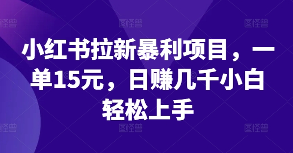 小红书拉新暴利项目，一单15元，日赚几千小白轻松上手【揭秘】-七七项目网