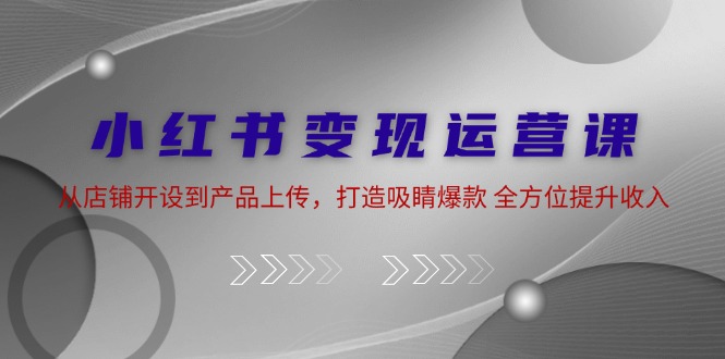 小红书变现运营课：从店铺开设到产品上传，打造吸睛爆款 全方位提升收入-七七项目网