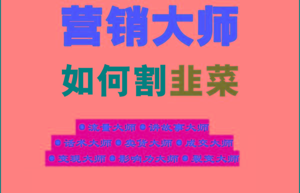 《营销大师如何割韭菜》禁止外传的大师绝学电子书-七七项目网