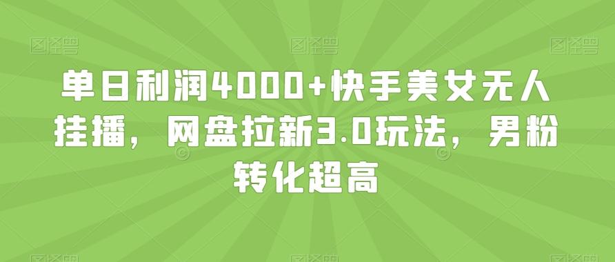 单日利润4000+快手美女无人挂播，网盘拉新3.0玩法，男粉转化超高【揭秘】-七七项目网