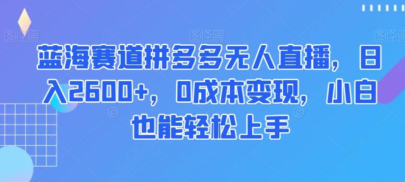 蓝海赛道拼多多无人直播，日入2600+，0成本变现，小白也能轻松上手【揭秘】-七七项目网