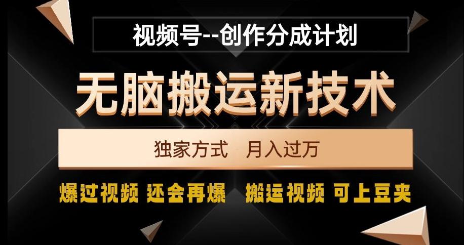 视频号无脑搬运新技术，破原创壕流量，独家方式，爆过视频，还会再爆【揭秘】-七七项目网