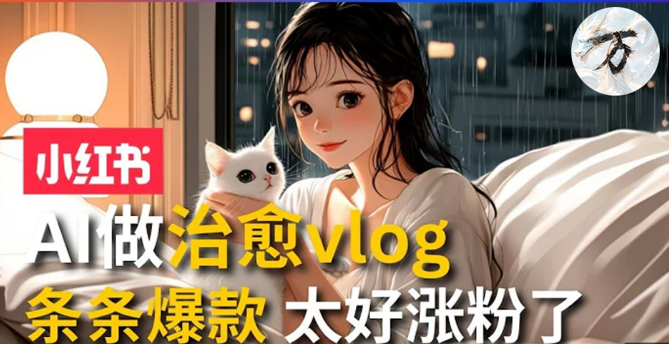 AI治愈系vlog动画视频，小红书1个月轻松涨粉破万，商单报价1500+日入2000+-七七项目网