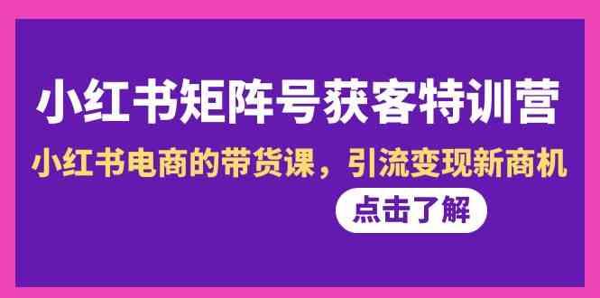 小红书矩阵号获客特训营-第10期，小红书电商的带货课，引流变现新商机-七七项目网