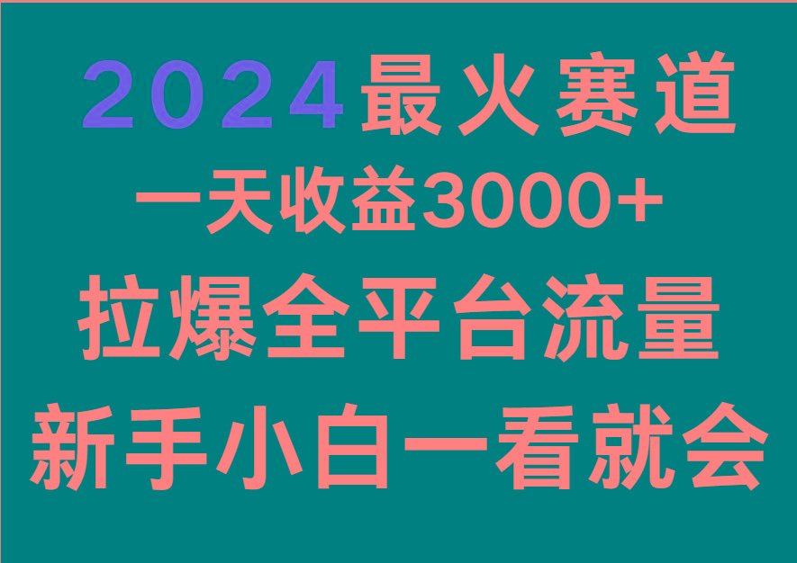 2024最火赛道，一天收一3000+.拉爆全平台流量，新手小白一看就会-七七项目网