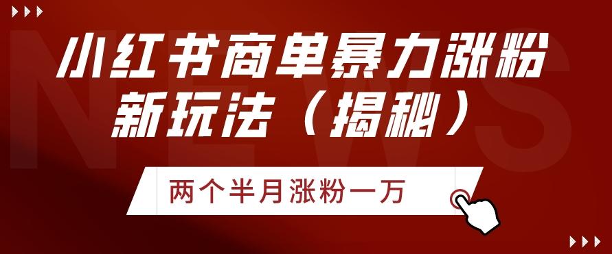 小红书商单暴力涨粉新玩法两个半月涨粉一万（揭秘）-七七项目网