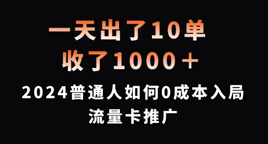 一天出了10单，收了1000+，2024普通人如何0成本入局流量卡推广【揭秘】-七七项目网