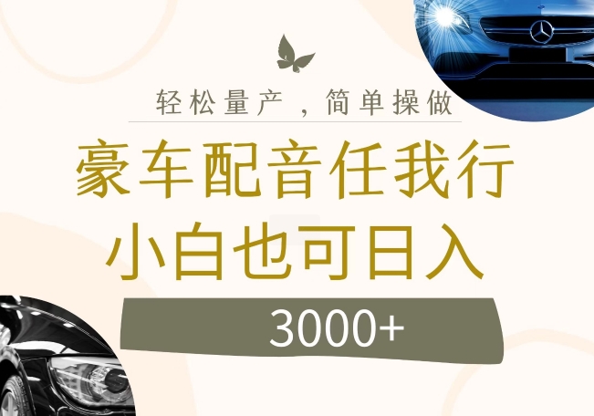 不为人知的暴力小项目，豪车配音，日入几张【揭秘】-七七项目网