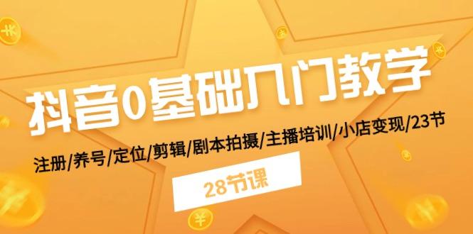 抖音0基础入门教学 注册/养号/定位/剪辑/剧本拍摄/主播培训/小店变现/28节-七七项目网