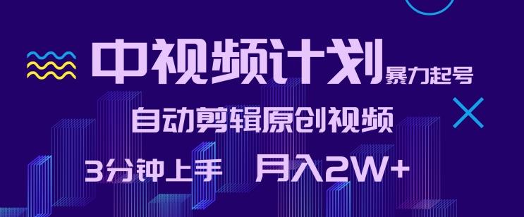 中视频计划暴力起号，自动剪辑原创视频，3分钟上手，月入2W+【揭秘】-七七项目网