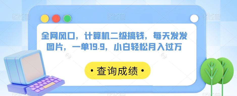 全网风口，计算机二级搞钱，每天发发图片，一单19.9，小白轻松月入过万【揭秘】-七七项目网