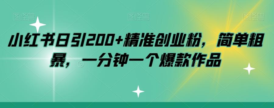 小红书日引200+精准创业粉，简单粗暴，一分钟一个爆款作品【揭秘】-七七项目网