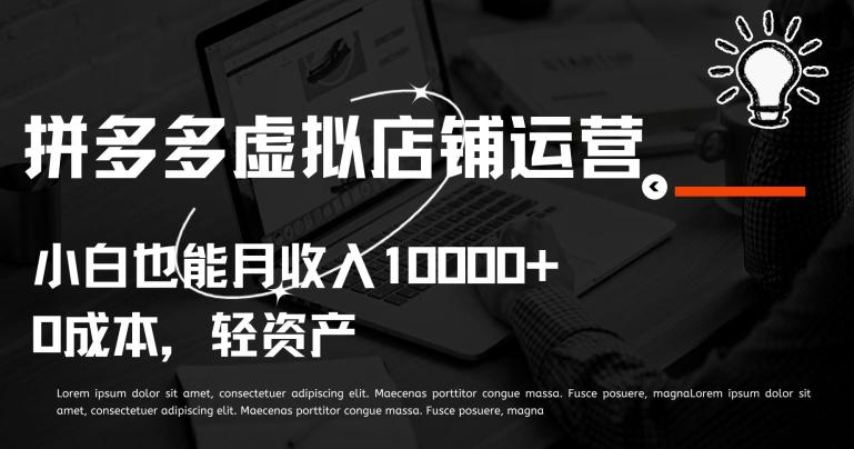 拼多多虚拟店铺运营小白也能月收入10000+【揭秘】-七七项目网