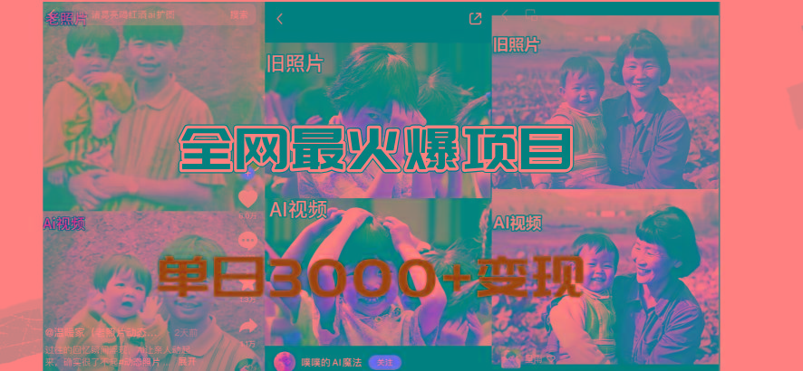 全网爆火的AI让老照片动起来教程，蹭热点日赚3000+，内含免费工具一键…-七七项目网