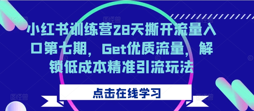 小红书训练营28天撕开流量入口第七期，Get优质流量，解锁低成本精准引流玩法-七七项目网