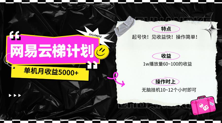 (10063期)最新网易云梯计划网页版，单机月收益5000+！可放大操作-七七项目网