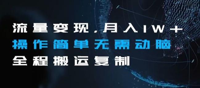 流量变现，月入1W+操作简单无需动脑全程搬运复制【揭秘】-七七项目网