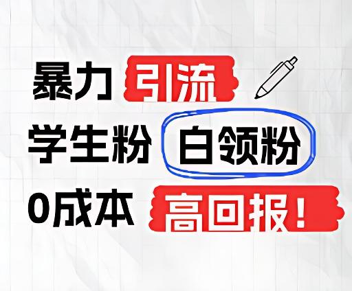 暴力引流学生粉白领粉，吊打以往垃圾玩法，0成本，高回报-七七项目网