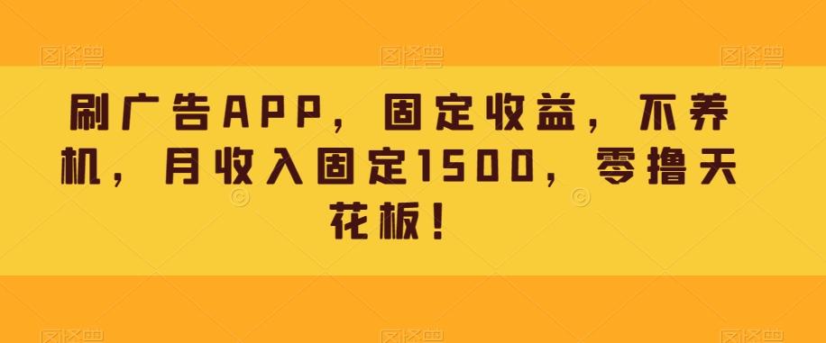 刷广告APP，固定收益，不养机，月收入固定1500，零撸天花板！-七七项目网