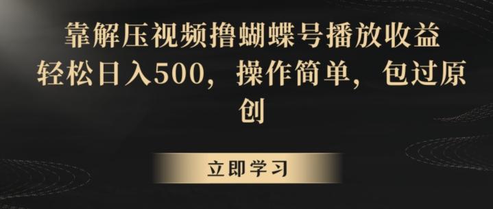 靠解压视频撸蝴蝶号播放收益，轻松日入500，操作简单，包过原创【揭秘】-七七项目网