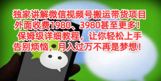 独家讲解微信视频号搬运带货项目，保姆级详细教程-七七项目网