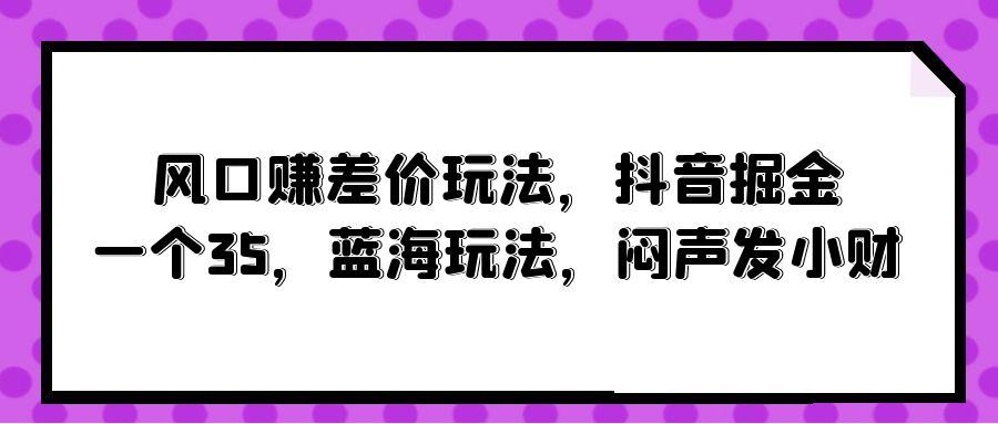 (10022期)风口赚差价玩法，抖音掘金，一个35，蓝海玩法，闷声发小财-七七项目网