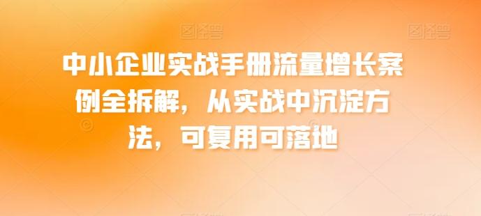 中小企业实战手册流量增长案例全拆解，从实战中沉淀方法，可复用可落地-七七项目网