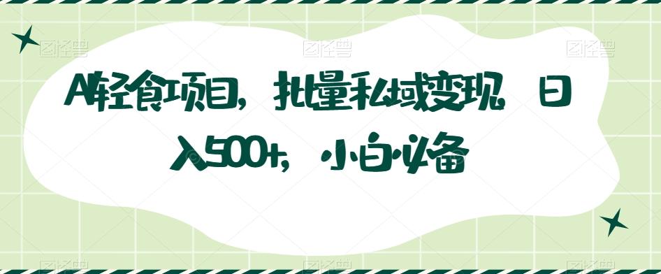 AI轻食项目，批量私域变现，日入500+，小白必备-七七项目网